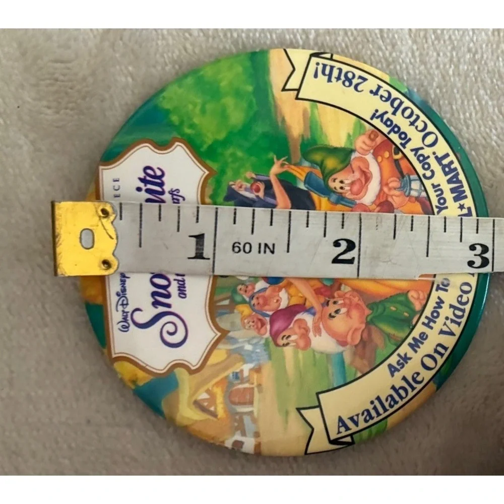 Vintage Disney Snow White VHS Advertising Button Pin 3